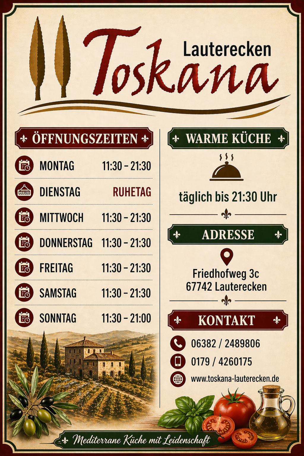 Öffnungszeiten Toskana Lauterecken